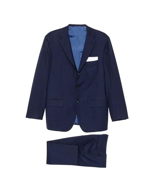 Kiton Blue Chest-Pocket Suit for men