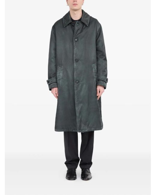 MM6 by Maison Martin Margiela Gray Waxed Button-Up Coat for men