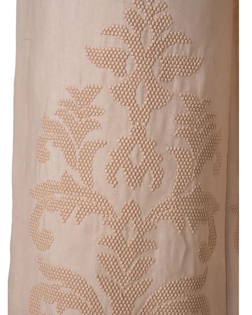 Kiton White Embroidered Palazzo Pants