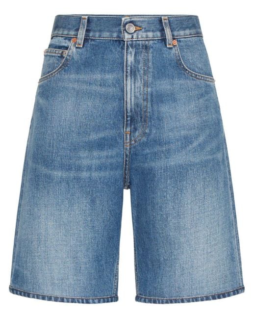 Valentino Garavani Blue Hoch sitzende Jeans-Shorts