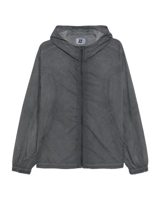 Izzue Gray Embroidered-Slogan Hooded Jacket for men