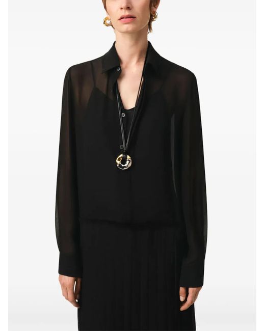 AMI Geplooide Maxi-Jurk in het Black