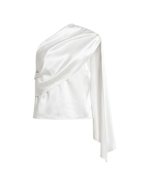 Alberta Ferretti White One-Shoulder Draped Blouse