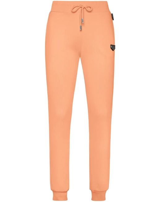 Philipp Plein Logo-plaque Cotton Track Pants in het Orange