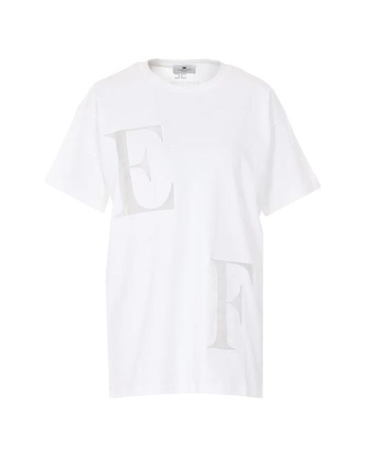 Elisabetta Franchi White Logo-Print T-Shirt