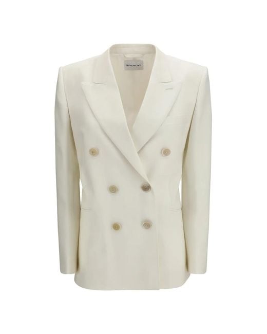 Givenchy White Double-Breasted Wool Blazer