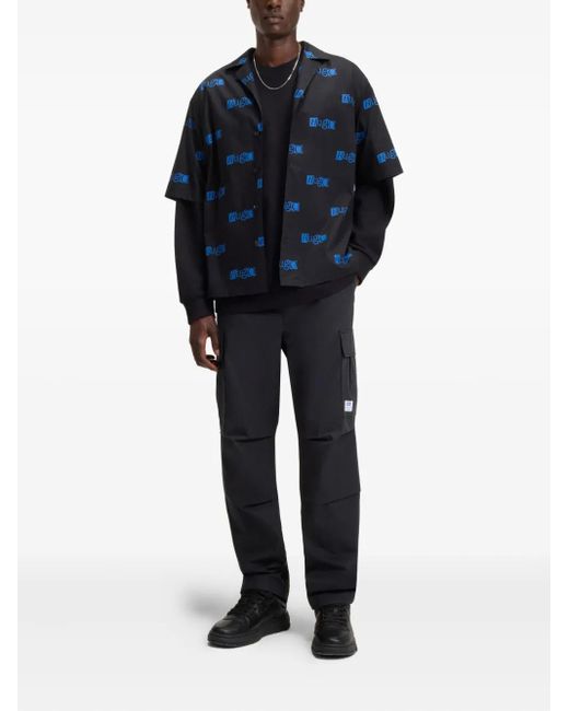 HUGO Blue Drawstring Cargo Trousers for men