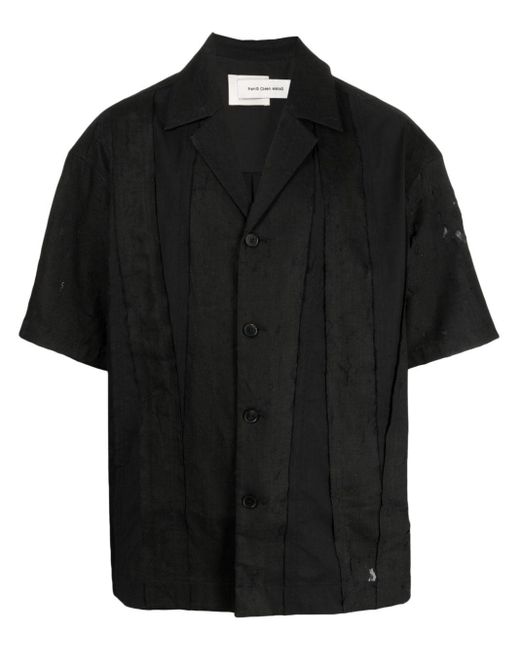 Feng Chen Wang Black Deconstructed Cotton-linen Shirt for men