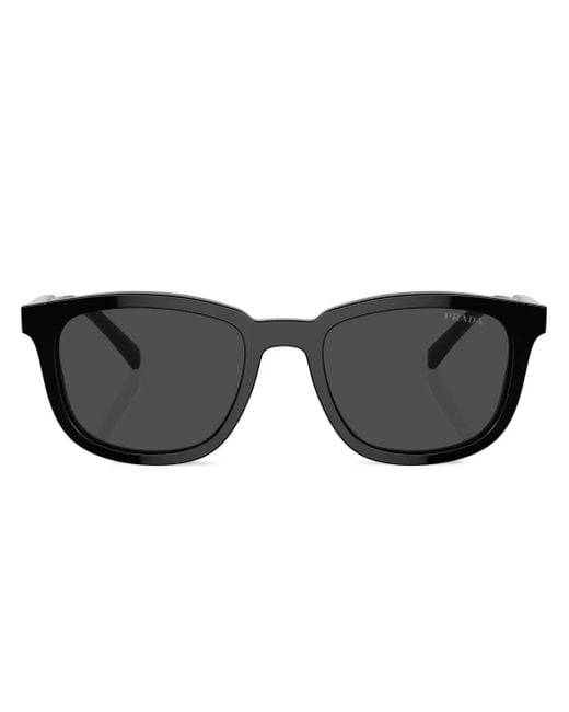 Prada Black Logo-Engraved Square-Frame Sunglasses for men