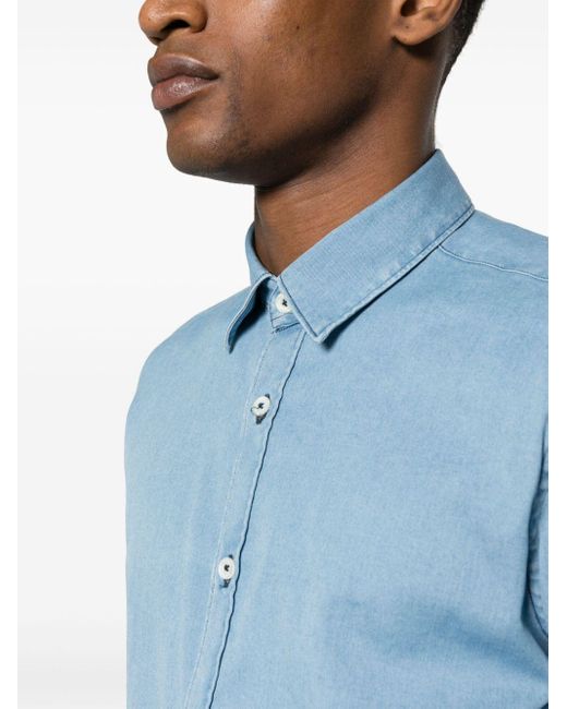 Canali Hemd aus Baumwollstretch in Blue für Herren