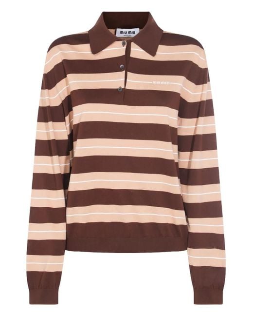 Miu Miu Brown Gestreiftes Poloshirt