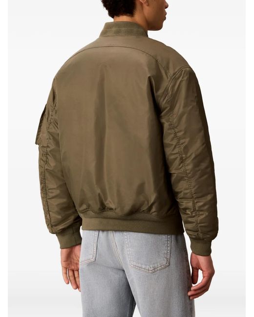 Calvin Klein Green Ck Logo-Print Zip-Up Bomber Jacket for men