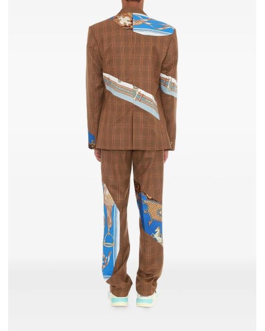 Ahluwalia Natural Grandad Check-Pattern Trousers for men
