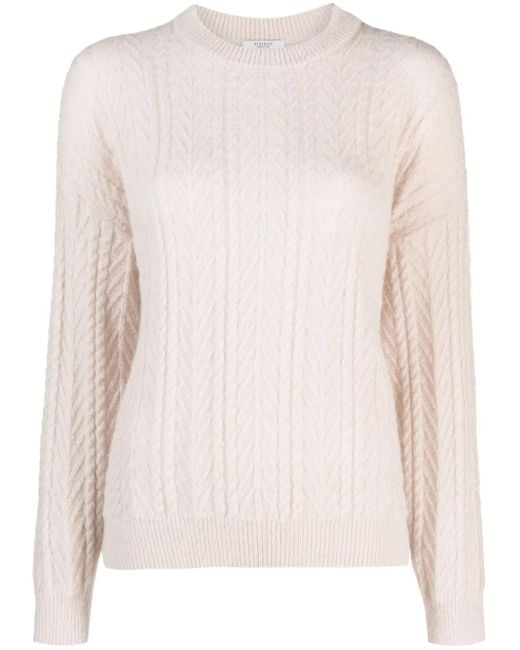 Peserico Pink Cable-Knit Wool-Blend Knitwear Jumper