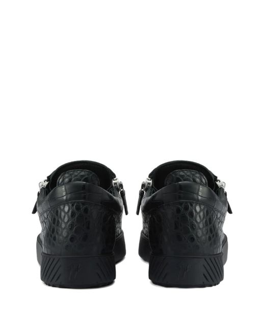 Giuseppe Zanotti Black Frankie Crocodile-Effect Zip Trainers for men