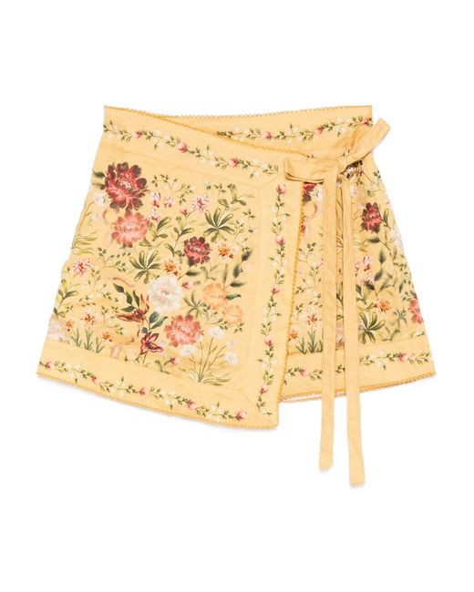Agua Bendita Metallic Luna Paramo Floral Tie Skirt