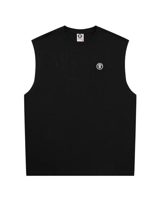Aape By A Bathing Ape Black Logo-Patch Tank Top for men