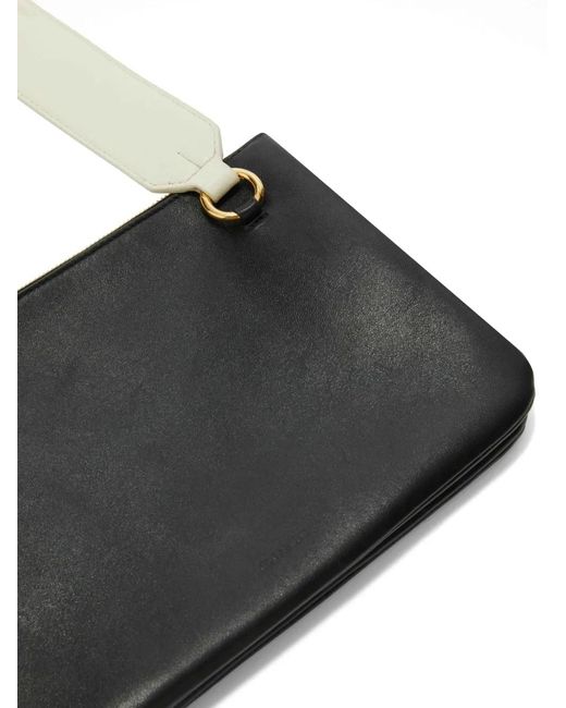 Jil Sander White Link Lg Logo-Strap Leather Crossbody Bag