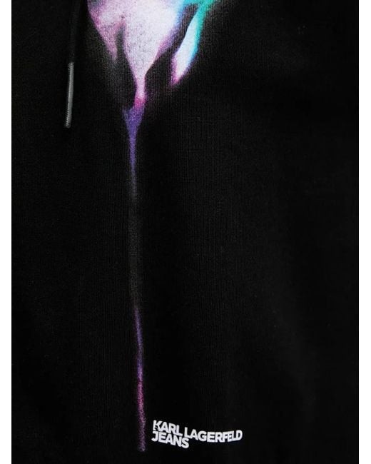Karl Lagerfeld Black Flower-Print Zip-Up Hoodie