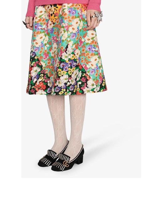 gucci suede mid heel pump