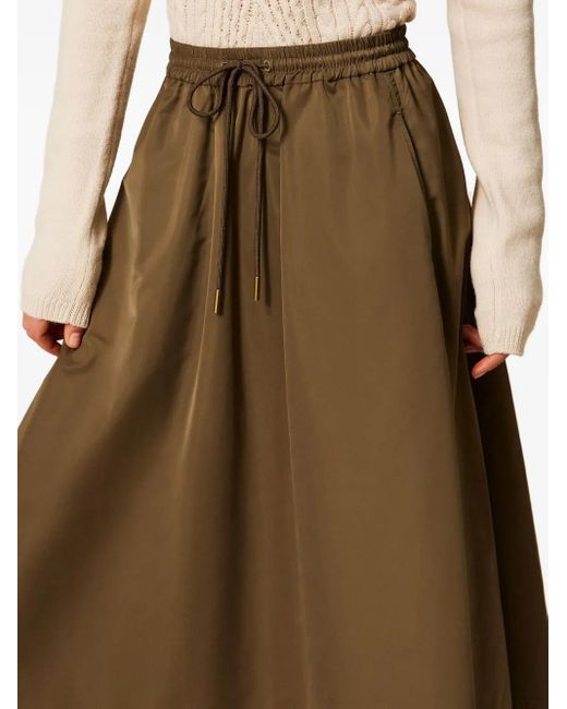 Twinset Green Drawstring-Waist Midi Skirt