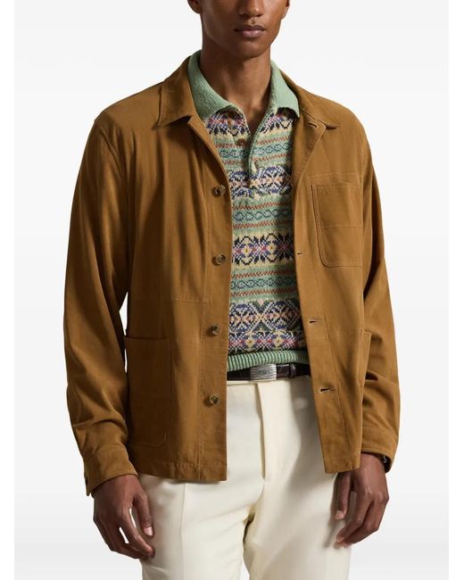 Polo Ralph Lauren Brown Buttoned Suede Jacket for men