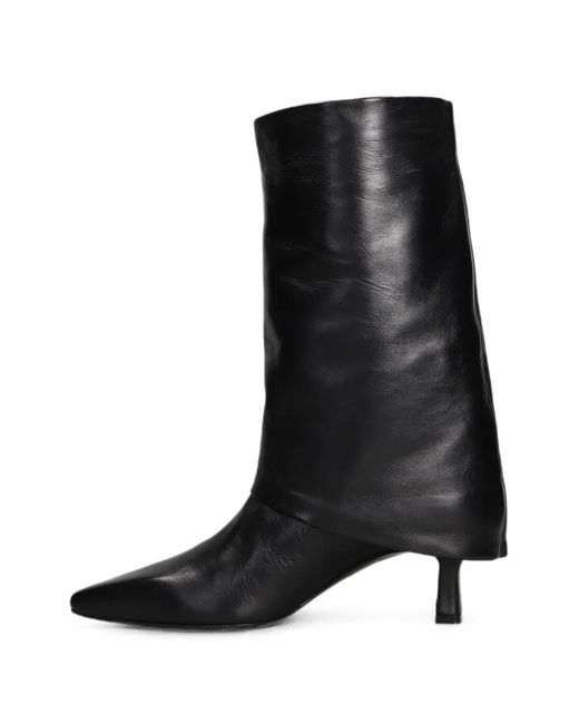 The Seller Black Fold-Over Pointed-Toe Boots