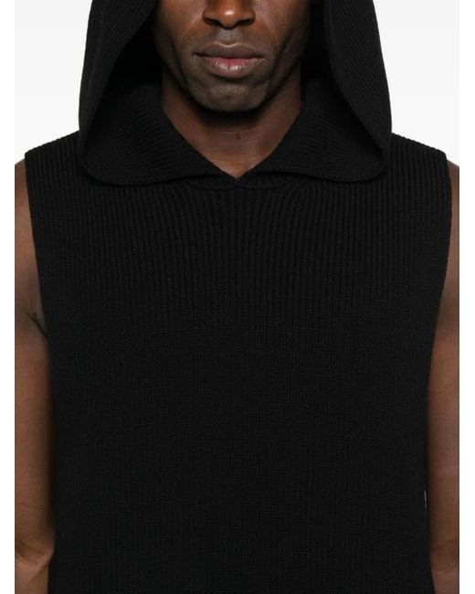 Canotta A Coste Con Cappuccio di Rick Owens in Black da Uomo