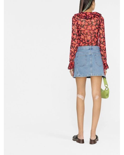 MSGM Blouse Met Grafische Print in het Red