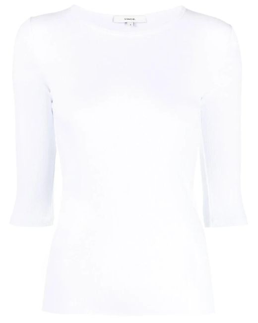 Vince White Fine-Ribbed Top