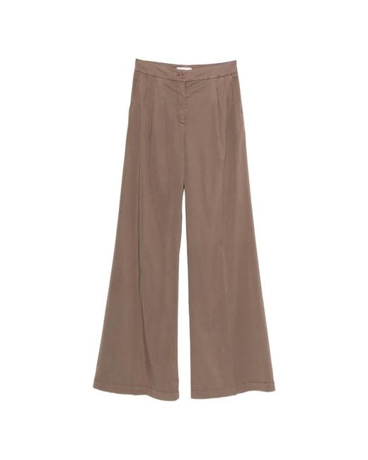 Via Masini 80 Brown Button Pleat Trousers