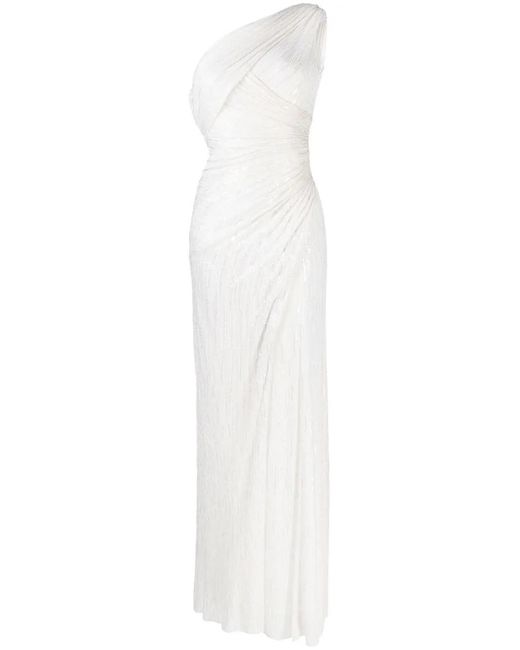 Jenny Packham White One-Shoulder Sequin-Embellished Dress