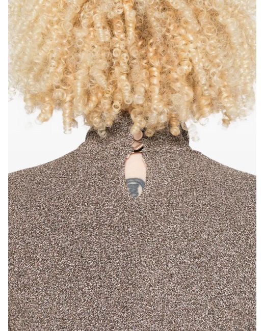 Forte Forte Blouse Met Lurex Detail En Hoge Hals in het Brown