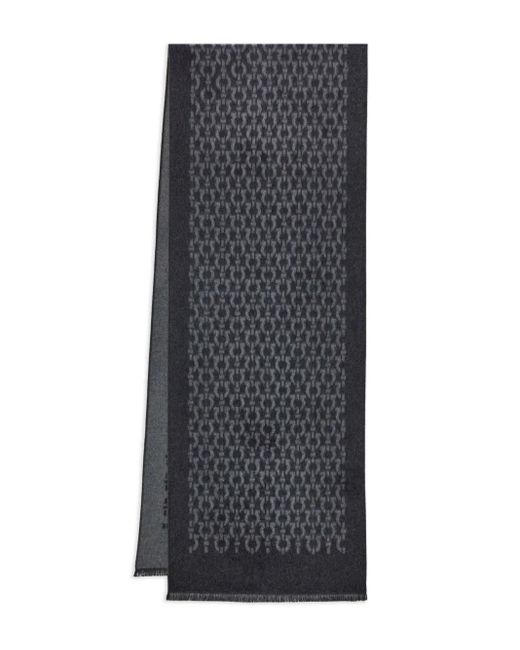 Ferragamo Gray Gancini-Print Silk Scarf for men