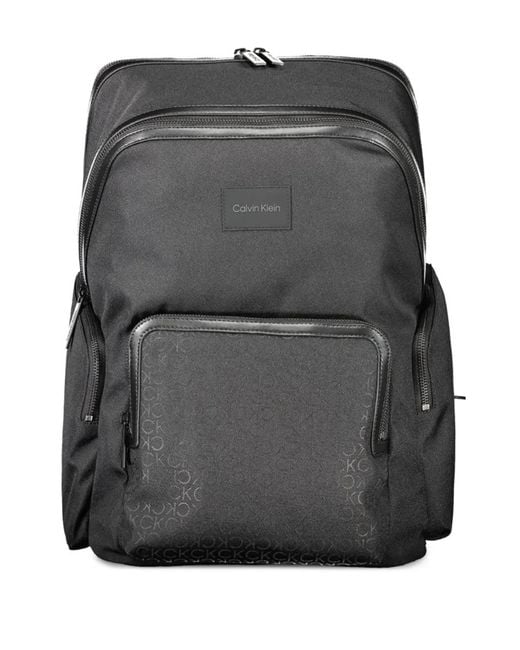 Calvin Klein Black Monogram-Print Backpack for men