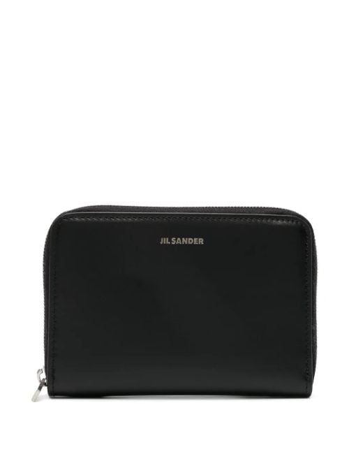 Jil Sander Black Zip-Around Wallet With Embossed Logo for men