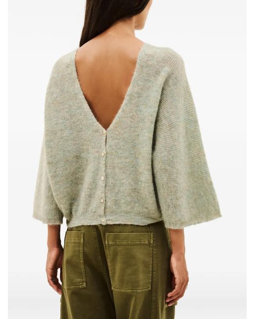 Ba&sh Green Isaac V-Back Button-Fastening Sweater