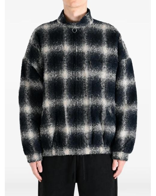 KOZABURO Gray Check-Pattern Zip-Up Jacket for men