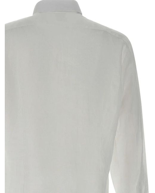 Barba Napoli White Linen Shirt for men