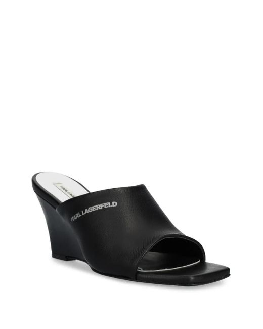 Karl Lagerfeld Black 85Mm Logo-Print Sandals