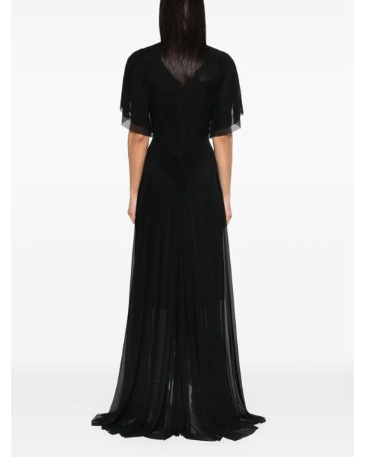 Talbot Runhof Black Draped-Detail Gown