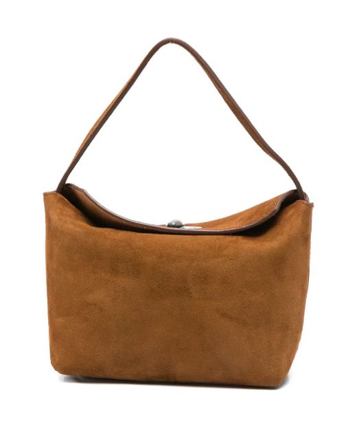 Christopher Esber Brown Calf Suede Top-Handle Mini Bag