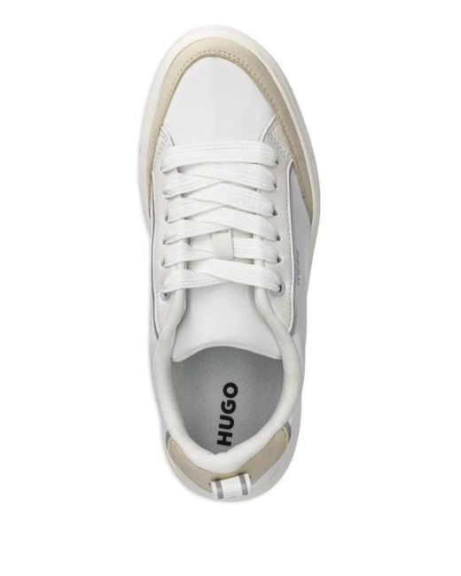 HUGO White Logo-Print Sneakers