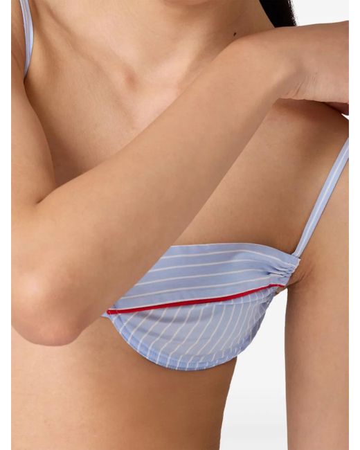 Miu Miu Blue Stripe-Print Bra