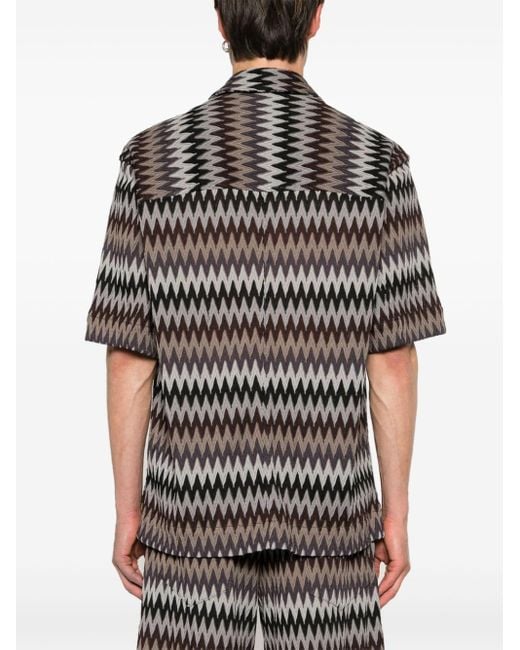 Song For The Mute Black Chevron-knit Zip-up Shirt for men