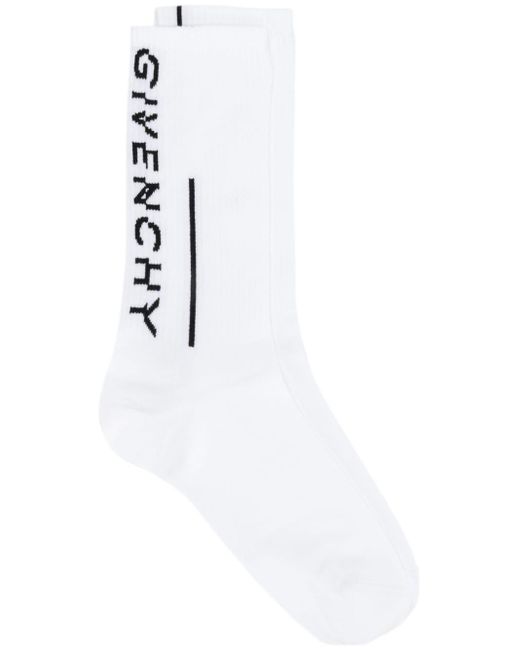 Givenchy White Intarsia-logo Ankle Socks for men