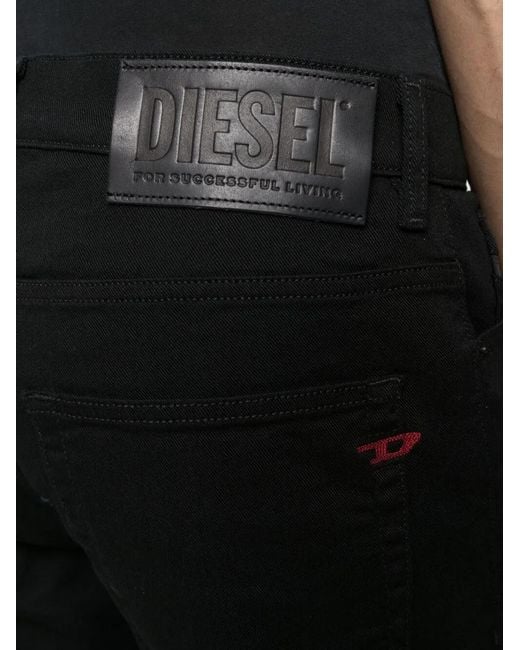 DIESEL Black High-Waisted Tapered Jeans for men