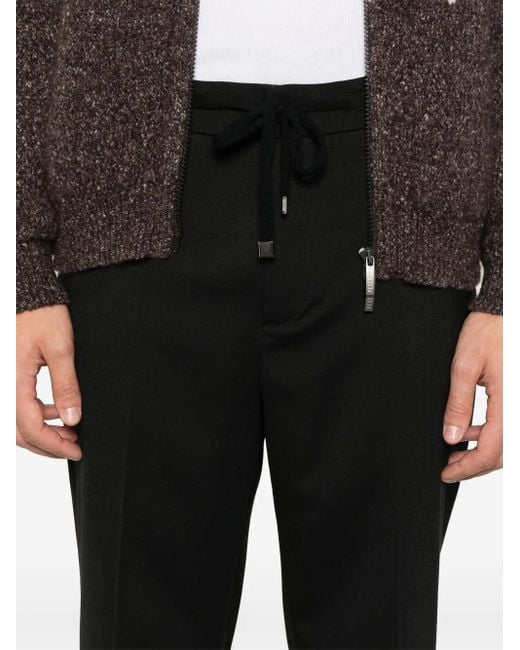 Peserico Black Drawstring-Waist Trousers for men