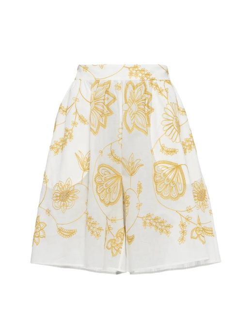 Eres White Floral-Print Shorts