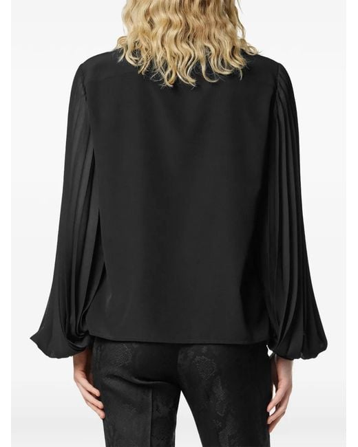 Versace Black Crêpe De Chine Lavallière Shirt